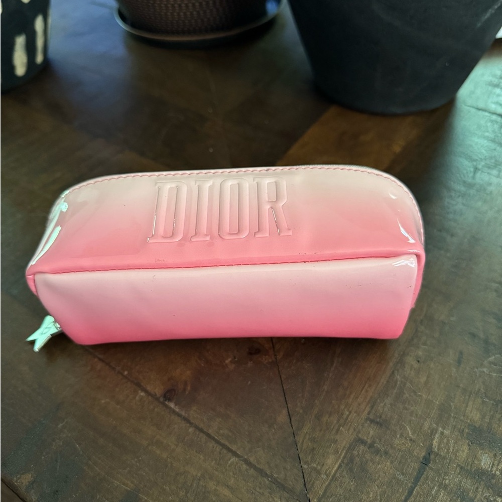 NWOT Dior PINK OMBRE EMBOSSED LOGO POUCH BEAUTE